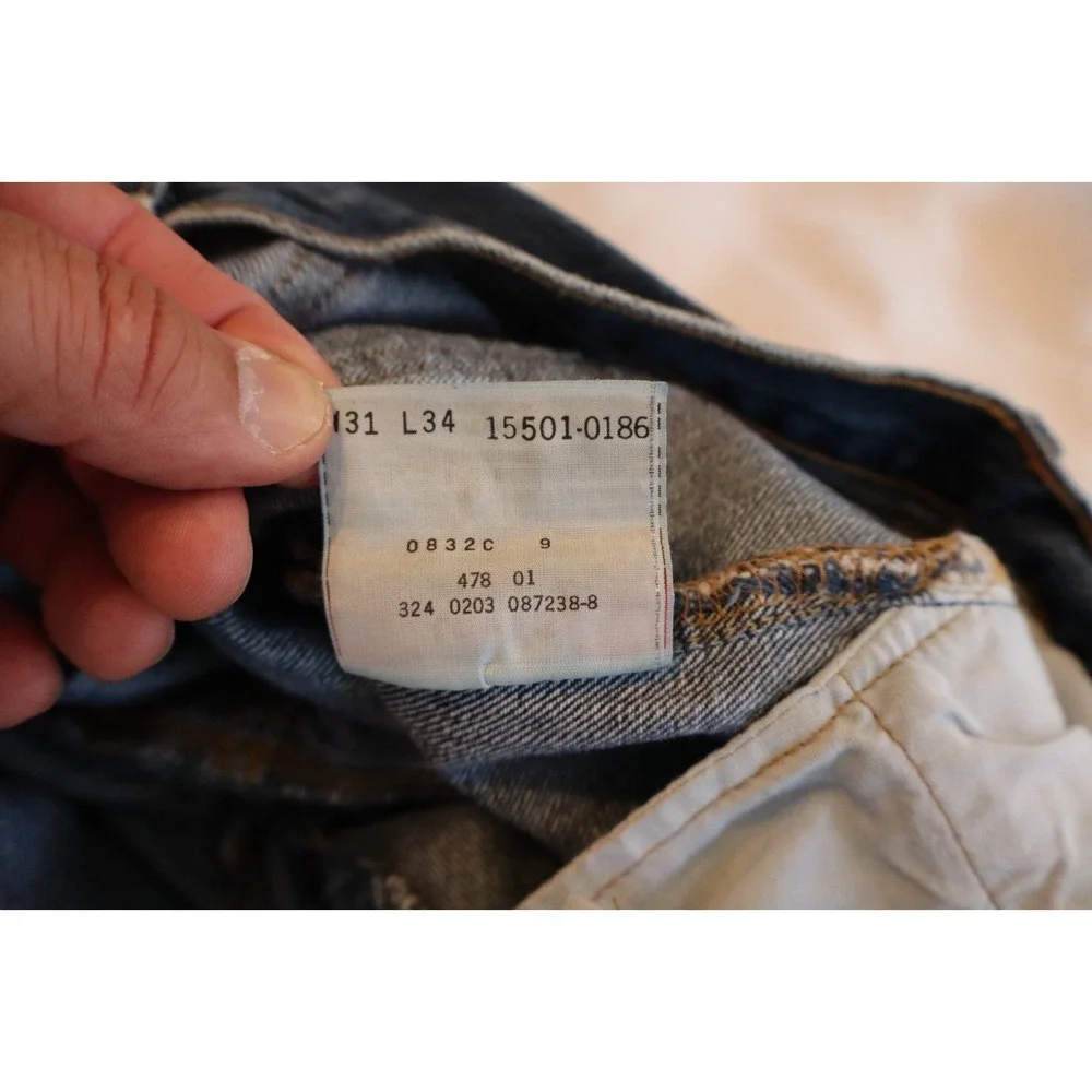 Levis 501 xx Size 31x34 Dark Blue Y2K Button Fly‎ 2003 Vintage Cotton Denim
